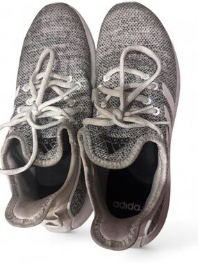 adidas White and Gray Knit Athletic Sneakers
